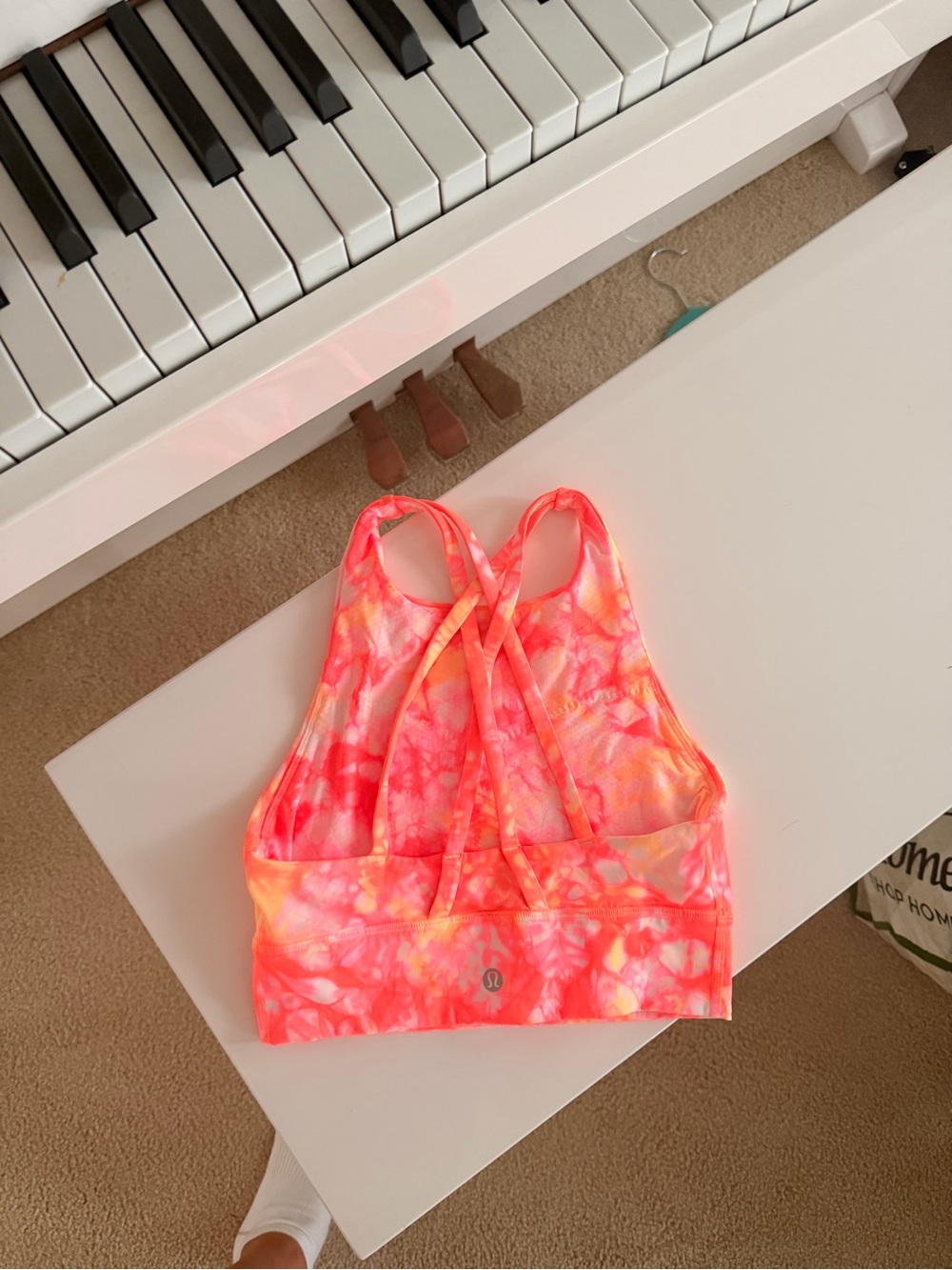 lululemon athletica Neon Pink & Orange Tie-Dye Strappy Sports Bra Size 4